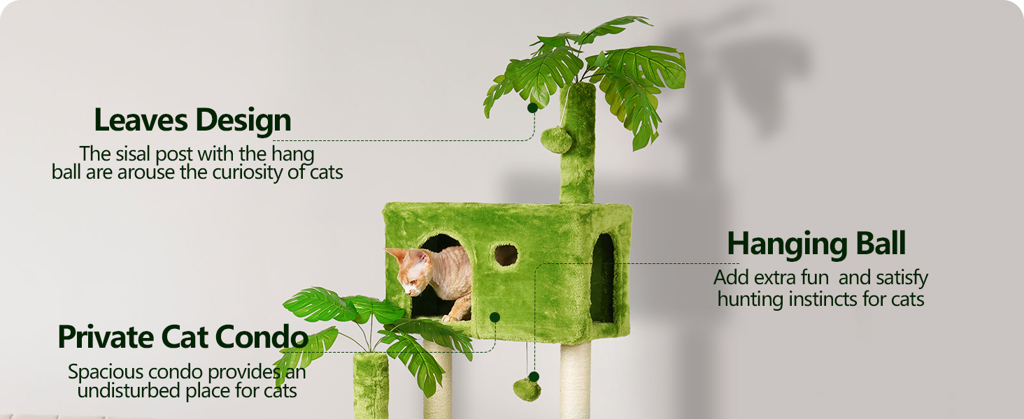cat tree with leaves