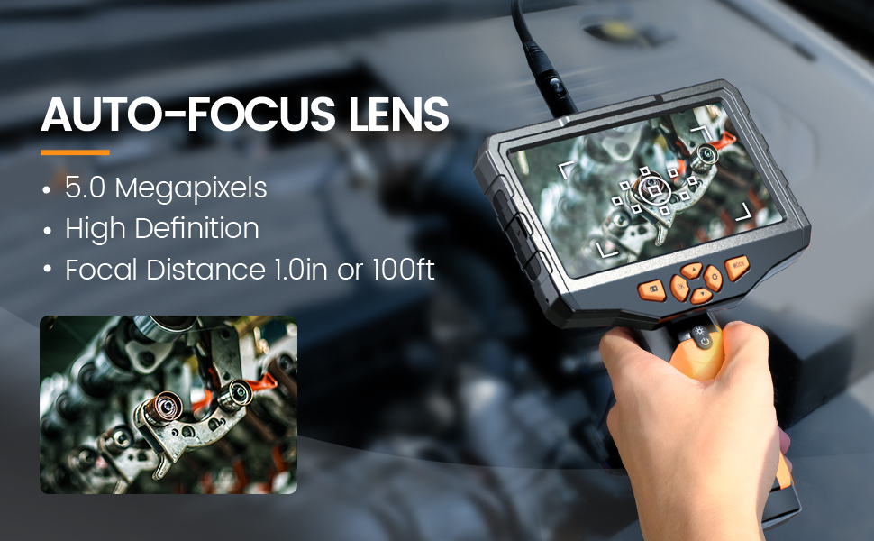 5MP Autofocus Lens Inspection Camera, Teslong Borescope with LED Lights