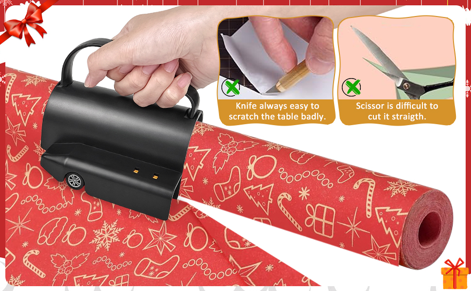 Wrapping Paper Cutter with 3 Replaceable Blade Sets