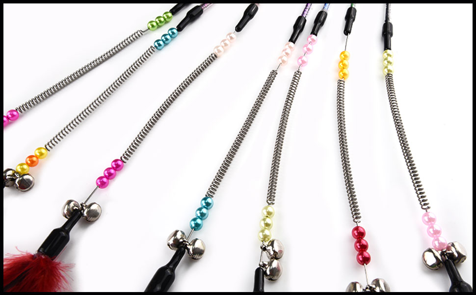 onebarleycorn Cat Feather Toys,Cat Teaser Wand with Bells and