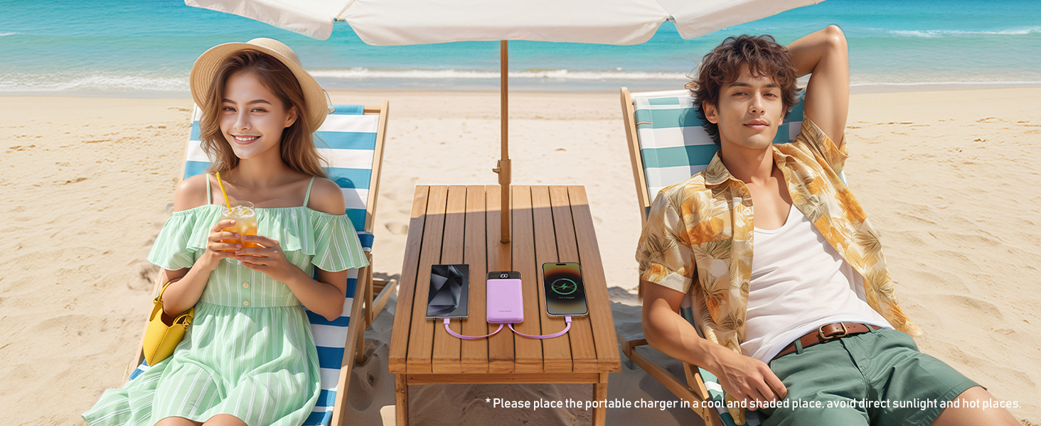 portable charger with built-in cable