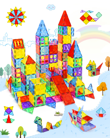 KIDCHEER Magnet Building Tiles, 64PCS Magnetic 3D Building Blocks Set for Kids, Magnetic Educational Stacking Blocks Boys Girls Toys Christmas Toddler Gifts 16 Creativity & Imagination toys