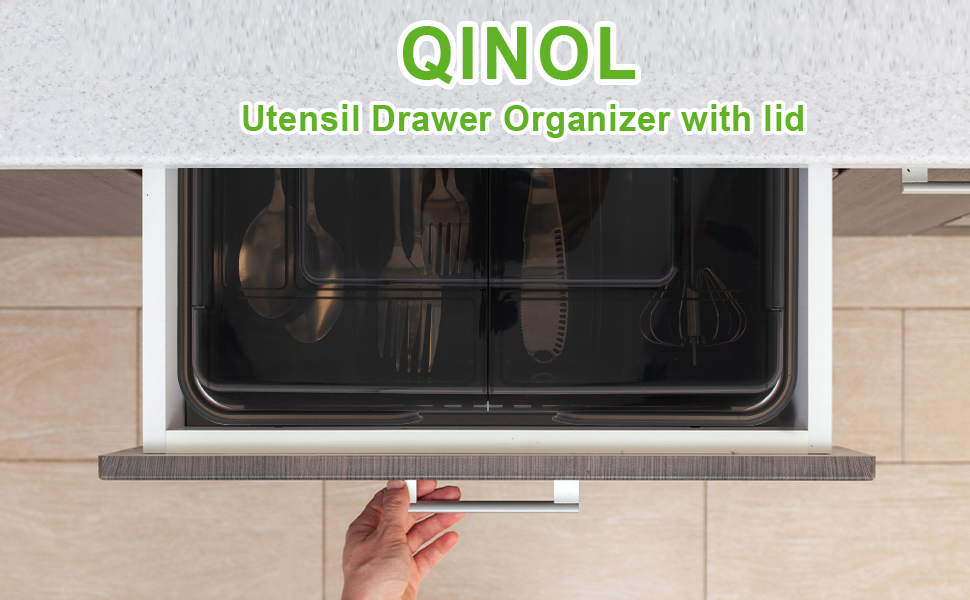 QINOL Silverware Organizer with Cover, Portable Cutlery