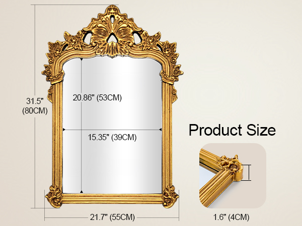 アンティーク　ゴールドミラー 専用プレート付きコンパクトミラー（ゴールド・アンティーク