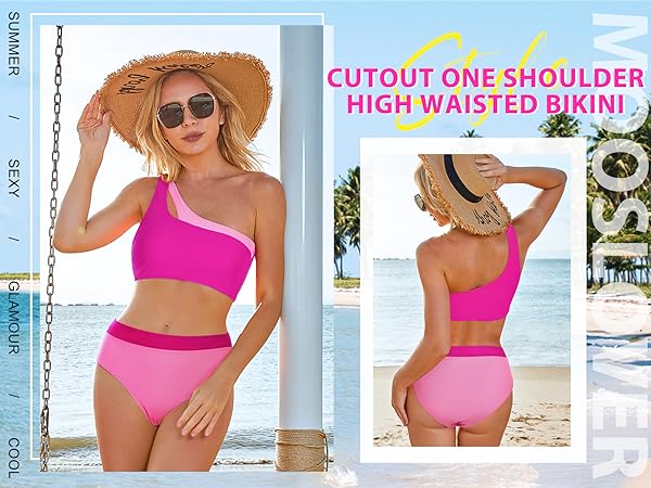 限定お値下げです！ONE SHOULDER SEPARATE SWIMWEAR Amazon.com: MOOSLOVER Women Cutout One Shoulder High Waisted