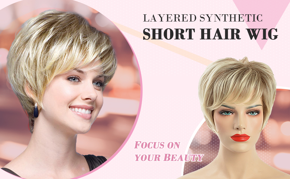 Short Wigs for White Women Human Cut Hair Wig Short Black Mix Silver Pixie Wigs