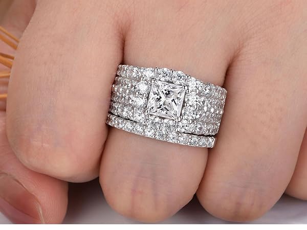 Amazon.com: Wuziwen 4Ct Vintage Wedding Ring Set for Women