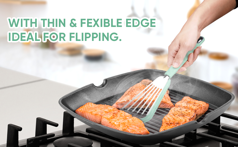 Nonstick Fish Spatula,Maywe Tanso Thin Slotted Spatulas