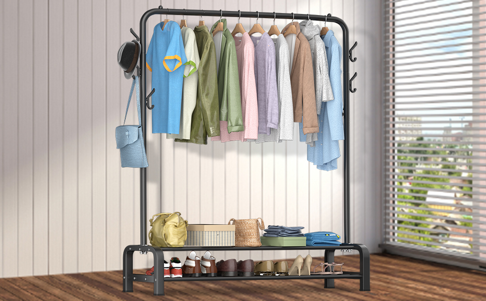 LOEFME Clothes Rail, Clothes Rails for Bedroom, Heavy Duty Clothes Rack