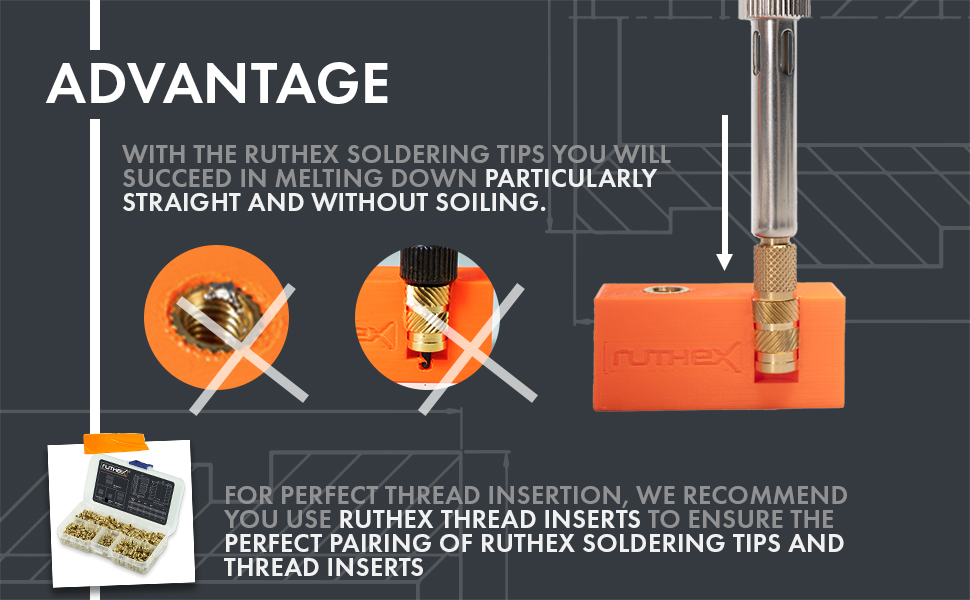 ruthex 7X Soldering Tips/HeatSet Insert Tips Threaded Inserts M2