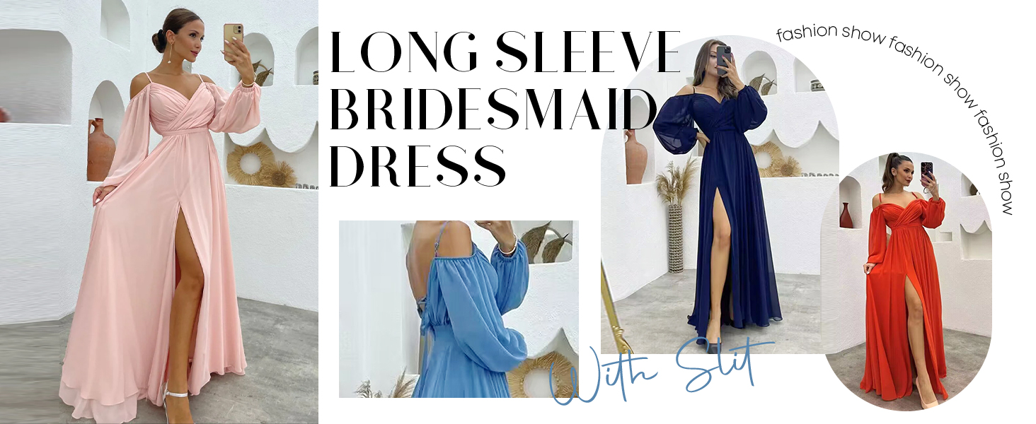 CDSSL Women's Off The Shoulder Long Sleeve Bridesmaid