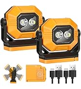 Easymaxx LED Rechargeable Work Light, 2Pack 1500LM Portable COB Magnetic Lights with 3 Modes & 36...