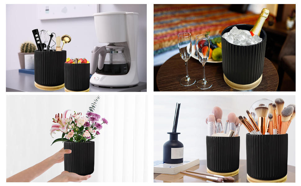 Black Utensil Holder, 360° Rotating Kitchen Utensil Holder