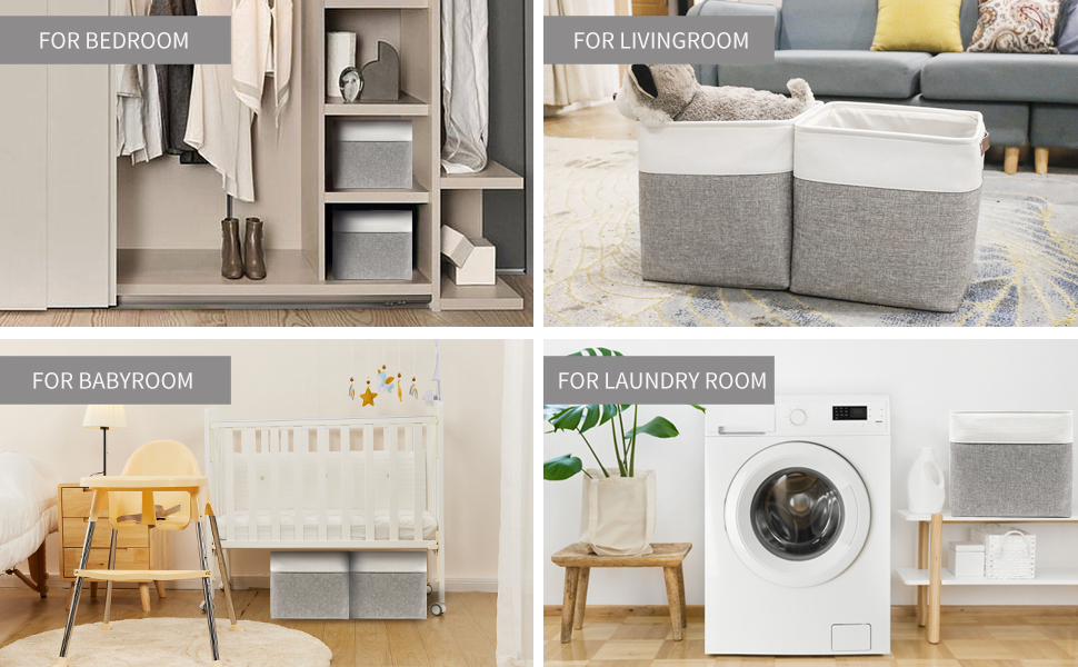 Bagnizer 13x13 Cube Storage Bins, Collapsible Fabric