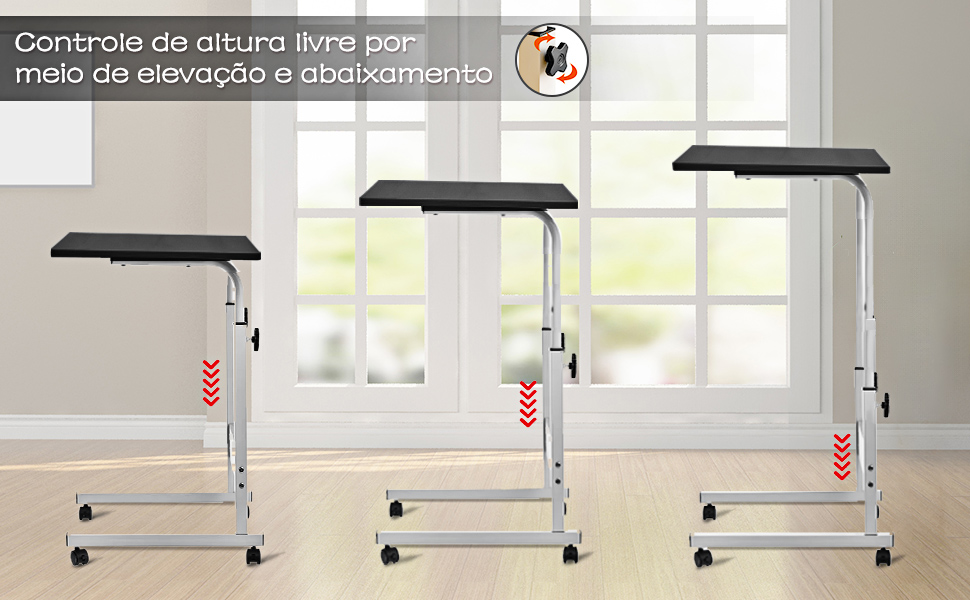 Mesa ajustável dobrável, mesa de cabeceira multifunctional