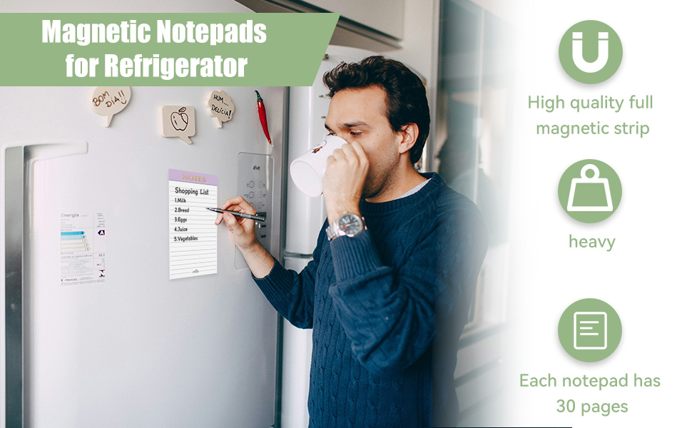 Utron 7 Pack Magnetic Notepads for Refrigerator