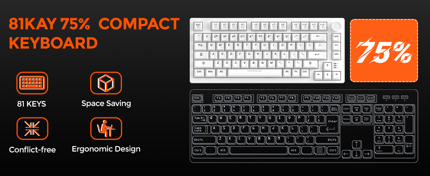 75% wired gaming mechanical keyboard