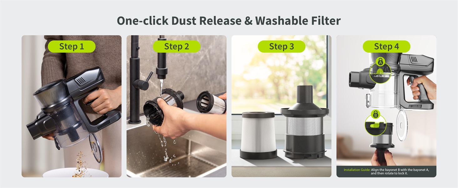 kalado Cordless Hoover Vacuum Cleaner, 26000Pa Stick Vacuum with 40MIN