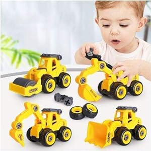 Construction Vehicles Set, 4 Pack DIY Take Apart Toys SPN-MX9E8