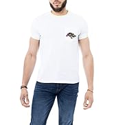 RAW X Relaxed Fit Embroidered Pocket Crewneck T-Shirt, Soft Stretch Tee for Men