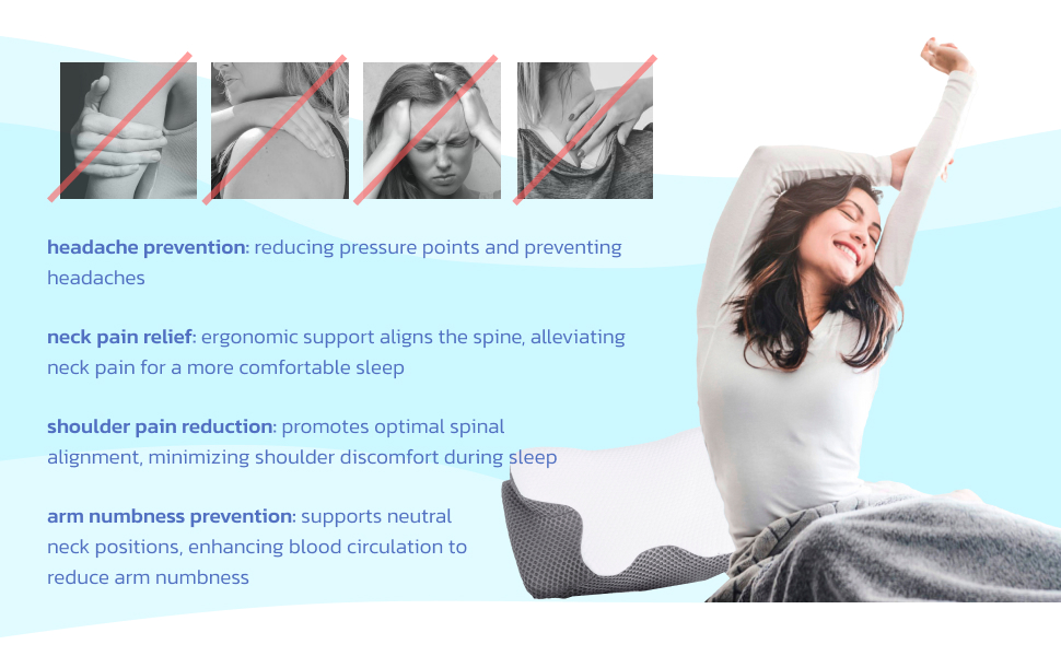 Orthopedic neck pillow for sleeping providing cervical support pain relief La almohada ortopédica