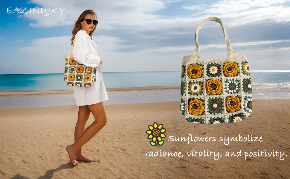 Sunflower crochet bag