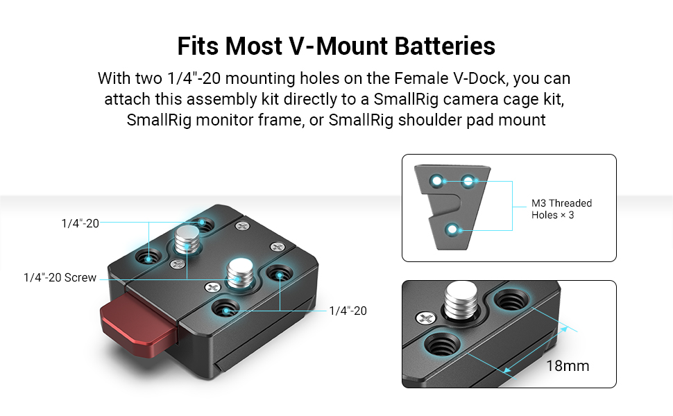 SMALLRIG Mini VLock Assembly Kit Quick Release Set with 1/4"20
