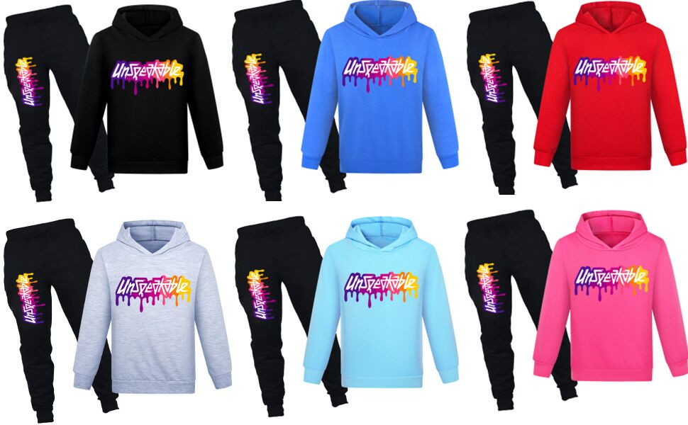 Boys and Girls Fashion Tracksuit Sports Hoodie Sweatshirt and Pants 2PCS Sets