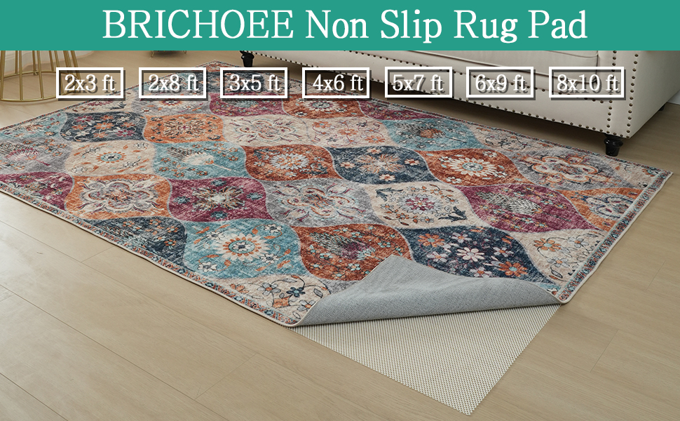 BRICHOEE Non Slip Rug Pad for Hardwood Floors, 6x9 Feet Extra Thick Rug