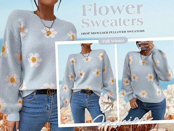 IDEALSANXUN Flower Floral Knitted Sweaters for Women 2025
