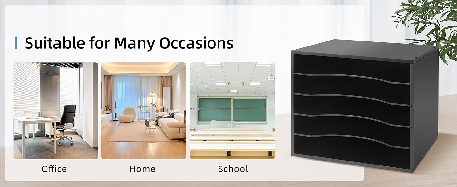 SHARKWOODS 5Tier Paper Organizer for Desk, Wood Desktop