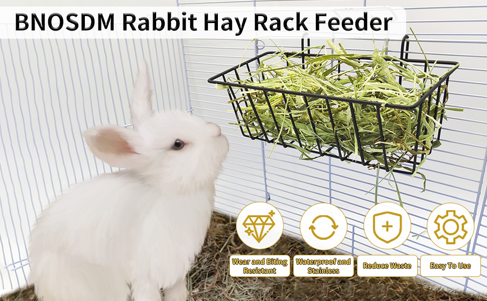 BNOSDM Metal Rabbit Hay Feeder for Cage, Reduce Waste and Confusion, Suitable for