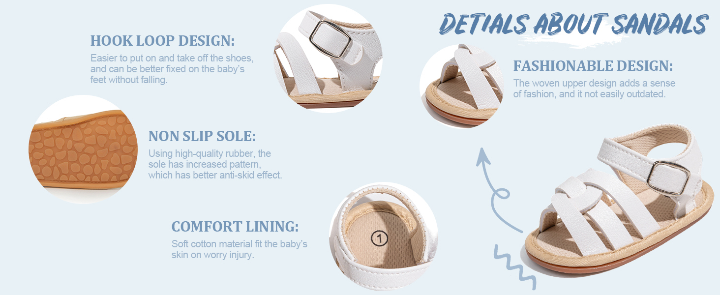 Sawimlgy Baby Girls Boys Sandals Summer Shoe Rubber Sole PU Leather Mesh Infant Toddler Shoes