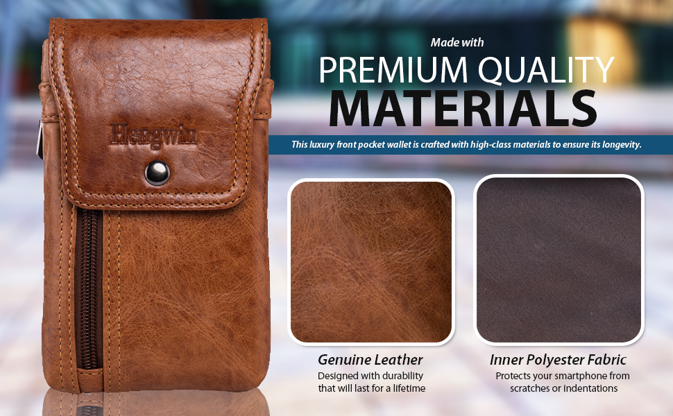 Hengwin Belt Pouch Holder, Genuine Leather Mobile Phone Holster for
