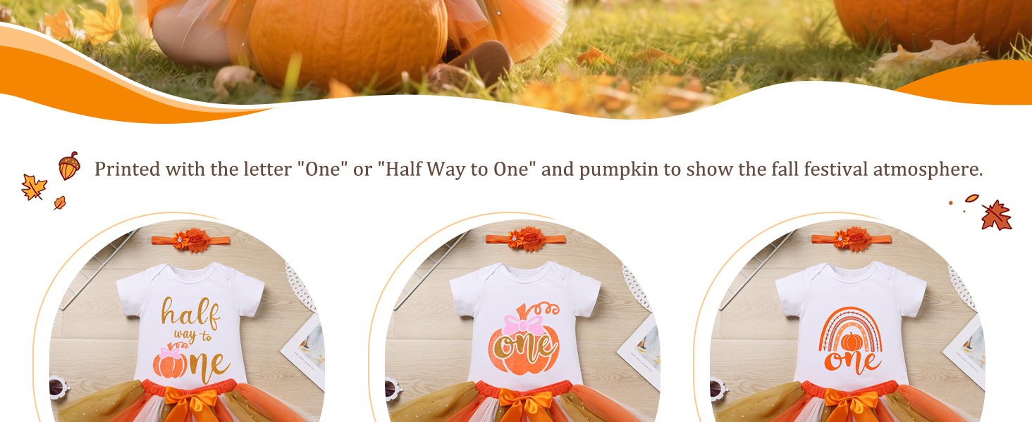 Fall Pumpkin First Birthday Outfit Girls