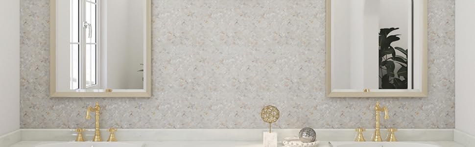 Soulscrafts Natural Color Oyster Mother of Pearl Brick Subway Shell Mosaic for Kitchen Backsplashes
