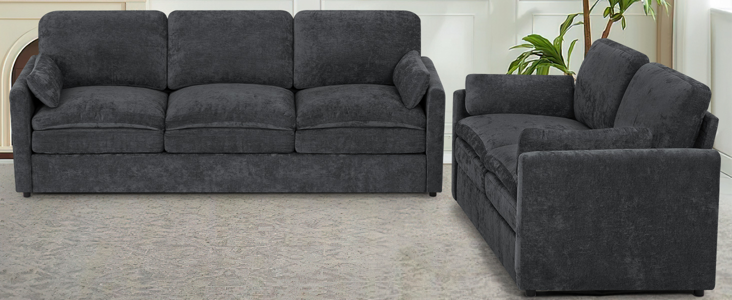 Classic Chenille Sofa Set with 2 Extra Armrest 11 COMFY SOFA SET