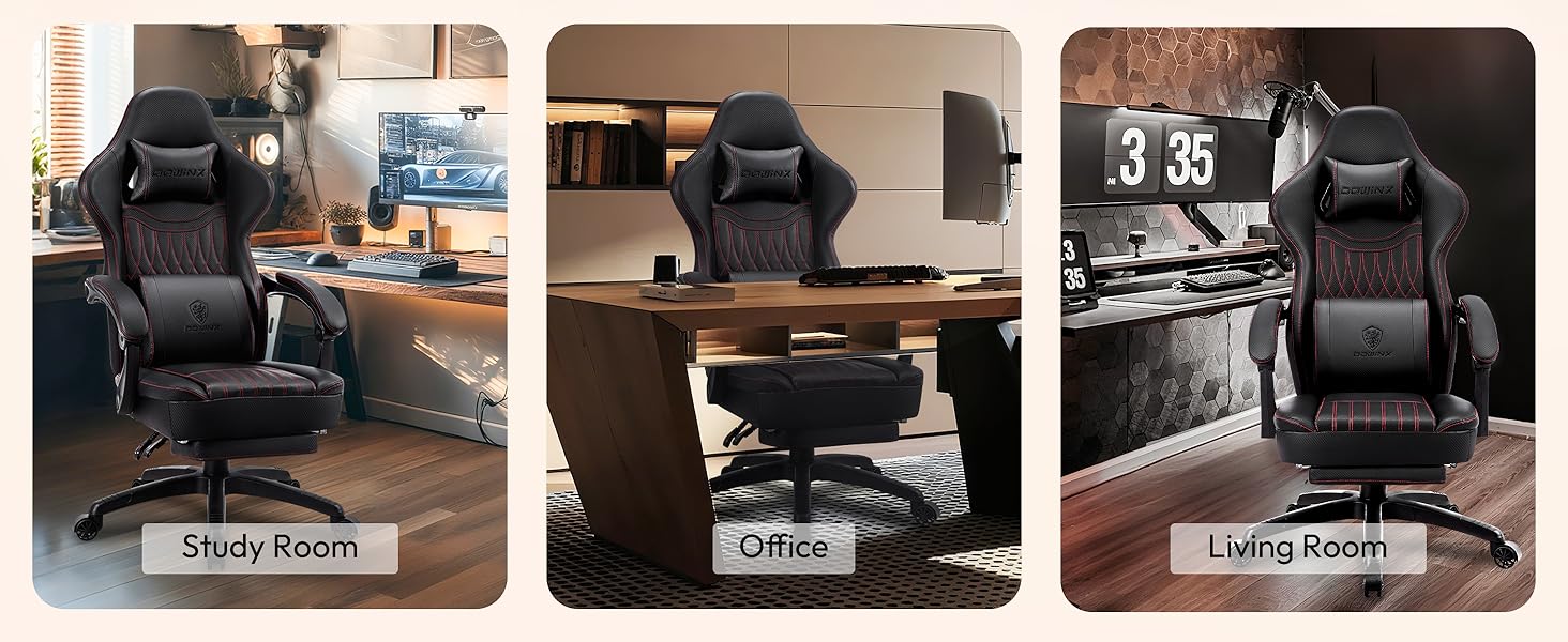 ab9b2583-11cc-4663-86c9-7ff41c7974b1.__CR0,0,2928,1200_PT0_SX1464_V1___ Dowinx Gaming Chair Breathable PU Leather Gamer Chair with Footrest Massage Lumbar Support, Big and Tall Ergonomic Reclining Computer Chair with Pocket Spring Cushion for Adults Teens(Black)