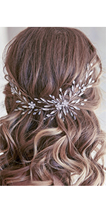 Earent Bride Wedding Crystal Hair Vine Silver Long Headband