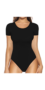 MANGOPOP Women's Round Neck Short Sleeve T Shirts Basic Bodysuits