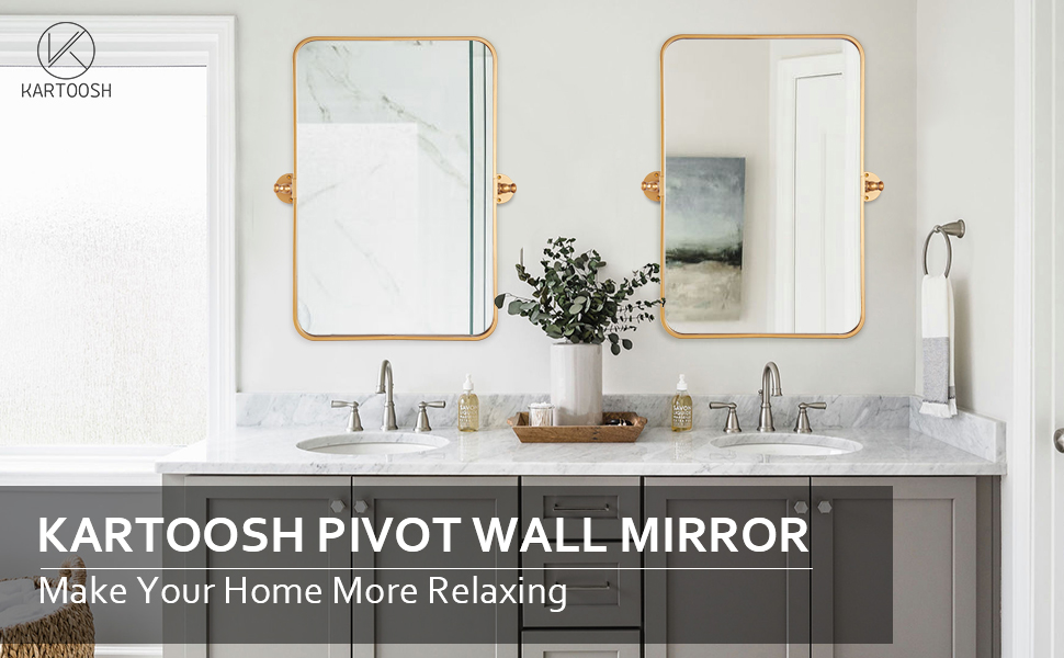 KARTOOSH Bathroom Mirror Metal Framed Pivot Mirror