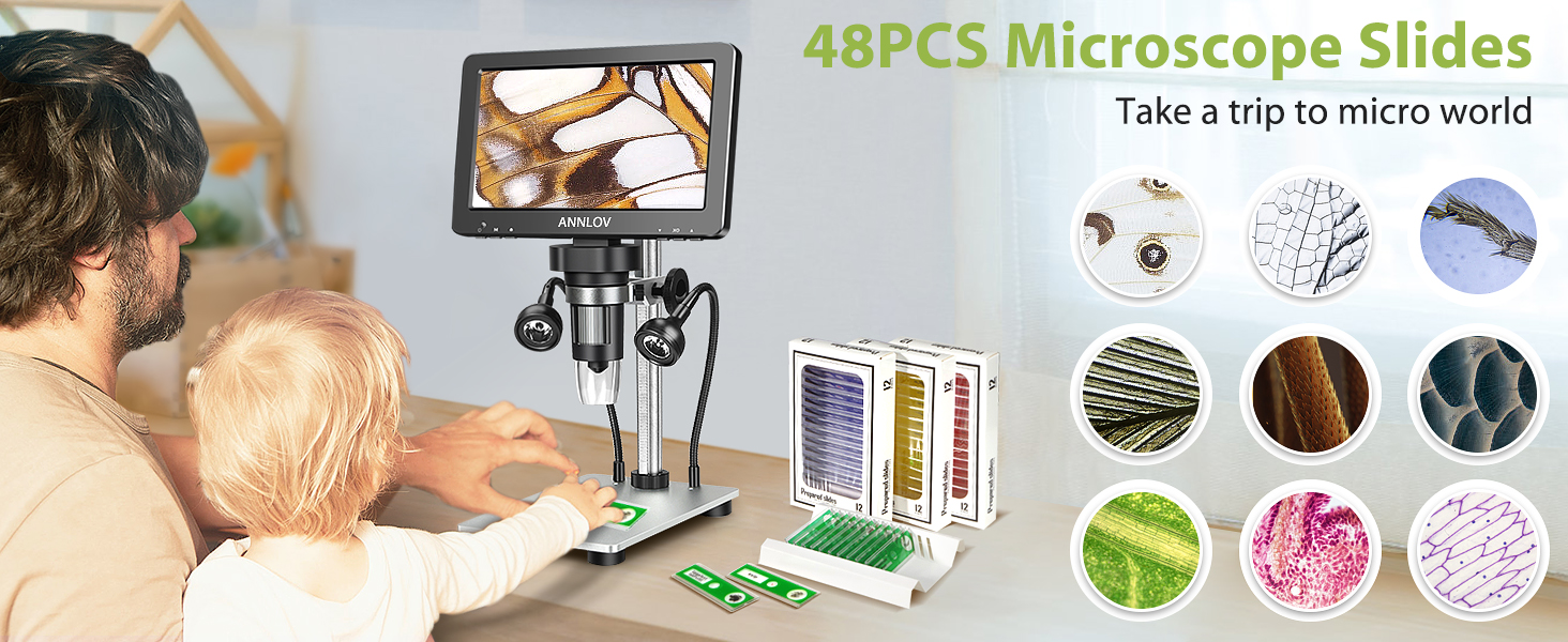 48Pcs Prepared Microscope Slides, ANNLOV Animals Insects