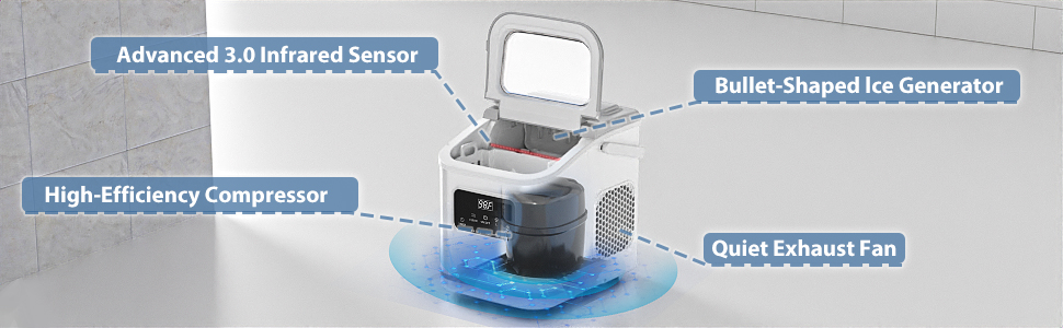 Portable ice maker machine countertop self cleaning for home dorm party