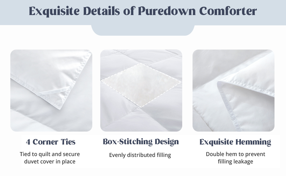 puredown® Feather Down Comforter Full/Queen Size, Lightweight Duvet Insert, Ultra