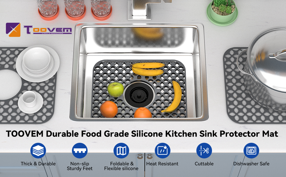 Kitchen Sink Mats, TOOVEM 2PCS NonSlip Heat Resistant