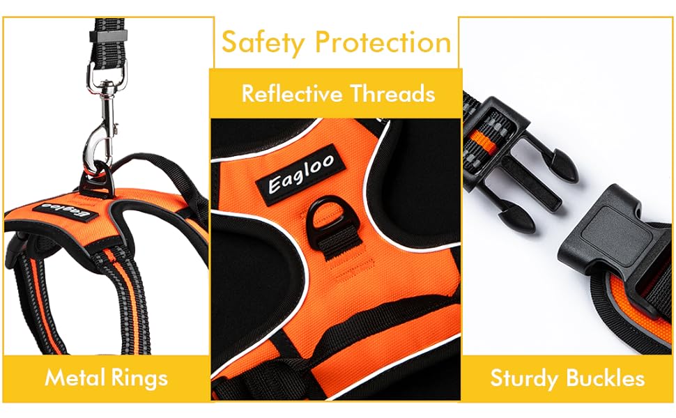 Eagloo Dog Harness No Pull, Walking Pet Harness with 2