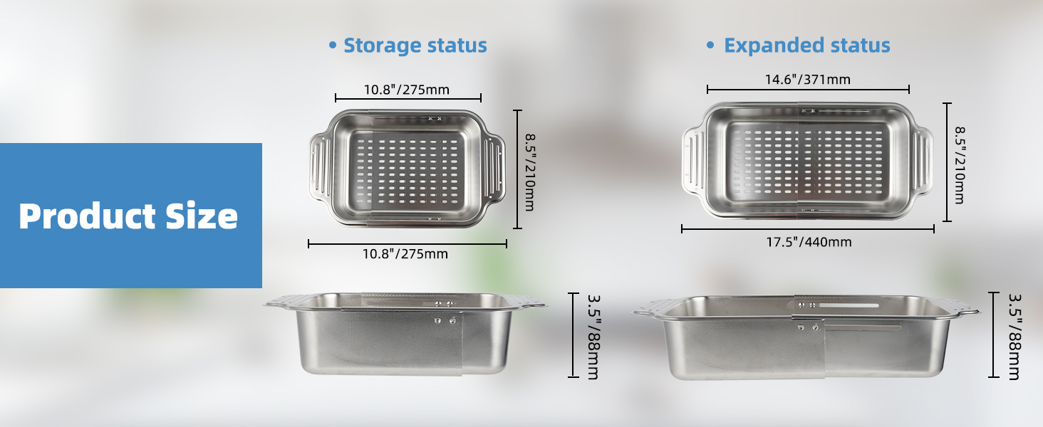 Over the Sink Colander Strainer Basket ALL METAL