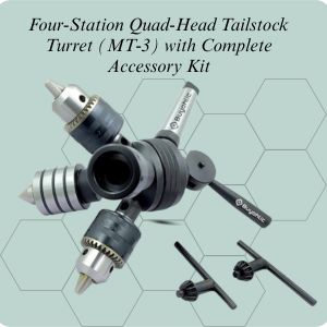 Quad Head Tailstock Turret MT-2 with Drill Chuck,Die Holder