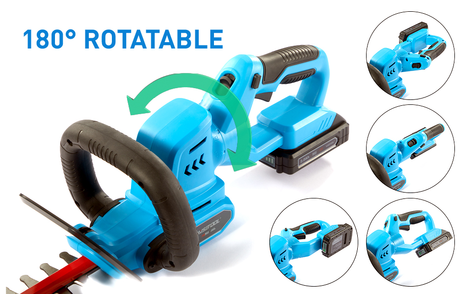 WISETOOL Cordless Hedge Trimmer, 20V / 2.0Ah Electric Bush