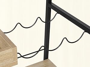 WOLTU Carrello Da Cucina. Scaffale Da Cucina Con 4 Ruote. Carrello Salvaspazio A 3 Livelli. Con Portabottiglie E Ripiano Rimovibile. In Legno E Metallo. Venature Di Legno Chiaro E Nero 15 DINING CAR